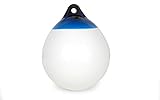wellenshop Ocean Fender Bootsfender Kugelfender Rund R Serie R1 280 x 380 mm Weiß Blau Plastisol PVC Aufblasbar UV-Beständig Rammschutz