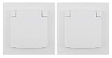 MC POWER - 2er-Pack Schutzkontakt-Steckdosen IP44 | FLAIR | 250V~/16A, UP, Klappdeckel, weiß, matt