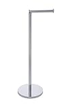 WENKO Stand Toilettenpapierhalter 2 in 1 Glänzend Edelstahl - mit Toilettenpapier Ersatzrollenhalter, platzsparend, Edelstahl rostfrei, 21 x 55 x 17 cm, Glänzend