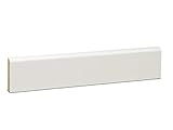 KGM Deckleiste weiss 10x58mm | Tapetenleisten weiß aus massiver Kiefer ✓vielseitig einsetzbar ✓Kiefer massiv ✓weiß deckend lackiert | schmale Sockelleisten oben Rund Länge 2.4m