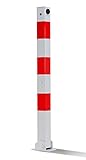 UvV-Parkis xxl Absperrpfosten rot/weiß - 70x70mm - umlegbar - Zylinderschloß