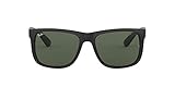 Ray-Ban RB4165 Non-Polarized Justin Classic Sonnenbrille Large (Herstellergröße: 55), Schwarz (Gestell: Schwarz, Gläser: Grün Klassisch 601/71)