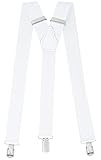Xeira Herren Hosenträger Uni & Neon Farben mit 3 Starken Clips und Bandlänge bis XXXL 150cm (Standard (110cm), Uni Weiss 111)