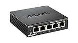 D-Link DGS-105 5-Port Layer2 Gigabit Switch (bis zu 2000 Mbit/s Datenübertragung pro Port, einfache Plug & Play-Installation, energiesparende Funktionen, lüfterlos, Metallgehäuse) schwarz