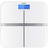 G&G A6 180kg DESIGN Digitalwaage Personenwaage AAA Batteriebetrieb GLAS Scale (Milchweiß-Kreuz)