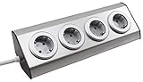MC POWER - Steckdosenblock | PREMIUM | 4-fach Schutzkontakt-Steckdose, Aufbauversion, auch ideal für Eckmontage, Edelstahl und Kunststoff