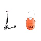 HUDORA Unisex Jugend Air GS 205 Luftreifen Big Wheel Tret-Roller City Scooter, Silber/weiß, 1size & Kabel-Schloss Fahrrad Scooter, Zahlenschloss, 14492