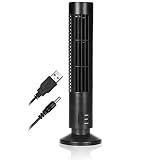 com-four® USB Tischventilator, leiser Mini-Ventilator für Büro und Schreibtisch, Turmventilator mit verschiedenen Geschwindigkeiten (schwarz)