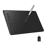 HUION Inspiroy H950P Grafiktablett, Grafiktablett mit 8 Benutzerdefinierten Drucktasten, 8192 Ebenen Batterieloser Stift mit Neigefunktion, Zeichenblock Kompatibel mit PC und Android-Gerät
