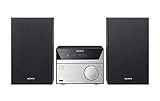 Sony CMT-SBT20B Micro-Systemanlage (Kompakte Design, CD, FM / DAB+ Tuner, RDS, USB-Eingang, Bluetooth, NFC) silber