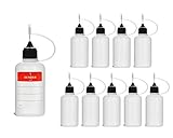 Octopus 10 x 30 ml Nadelflaschen für E-Liquids, E-Shishas und E-Zigaretten, Öle, Farben und Klebstoffe, Leere LDPE Kunststoffflaschen Verdampfer Clearomizer mit schwarzen Nadelkappen, inkl. Etiketten