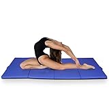 GOPLUS Weichbodenmatte Turnmatte Yogamatte Gymnastikmatte Sportmatte Fitnessmatte klappbar PU Farbwahl 240x120x5cm (Blau)