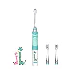 SEAGO Elektrische Zahnbürste Kinder, Batteriebetrieben Baby Zahnbürste Elektrisch mit Weichen Borsten Wasserdicht IPX7 mit Smart Timer ＆ 2 Ersatzköpfen, Grün