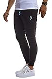 Leif Nelson Herren Trainingshose Sporthose Slim Fit Männer Fitnesshose Jogginghose Lange Fitness-Hose für Sport Training Bodybuilding Jungen Sweatpants Jogging LN8298; XXL; Schwarz-Türkis