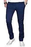 A. Salvarini Herren Designer Chino Stretch Stoff Hose Chinohose Regular Slim mit Elasthananteil AS024 [AS-024-Dunkelblau-W36 L34]