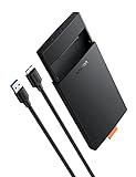 UGREEN Festplattengehäuse 2,5 Zoll USB 3.0 Gehäuse für SATA SSD und HDD mit 9,5mm und 7mm Bauhöhe USB SATA Gehäuse mit USB 3.0 Kabel Externe Festplatten Gehäuse unterstützt UASP, werkzeuglose Montage