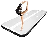 GOPLUS Aufblasbare Gymnastikmatte 15cm hoch/4,5m Länge, Trainingsmatten, Fitnessmatte Tumbling Matte mit elektrischer Luftpumpe und Tragtasche, Tumbling Matte für Innen/Außen, Farbwahl (Schwarz)