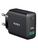 AUKEY USB C Ladegerät 60W Power Delivery, USB-C Netzteil mit Dynamic Detect & GaN Tech, USB C PD Ladegerät für 13''MacBook Pro, iPhone 11 Pro, AirPods Pro, Google Pixel, iPad, Nintendo Switch usw.