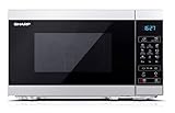 SHARP YC-MG02ES Mikrowelle mit Grillfunktion/Auftauprogramm/ 800 Watt/20 Liter/ 11 Leistungsstufen/ECO/Timer-Funktion/Kindersicherung/Inkl. Drehteller, displaysteuerung