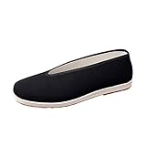 SONSYON Chinesische Traditionelle Klassisch Sport Schuhe - Kung Fu Slipper Tai Chi Kampfsport Schuhe Herren Schwarz, Gelbe Sohle, 44（270MM）