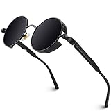 GQUEEN Retro Runde Steampunk Polarisierte Sonnenbrille MTS2