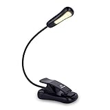 LuminoLite Wiederaufladbares 3000 K warmes 6 LED-Lichter, einfaches Anklipsen zum Lesen im Bett, 3 Helligkeit, 60 g, leicht, bis zu 60 Stunden ablesbar. Perfekt für Bücherwürmer und Kinder, Schwarz