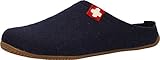 Living Kitzbühel Unisex Pantoffel Rewooly Schweizer Kreuz mit Fußbett Hausschuh, Nachtblau, 38 EU