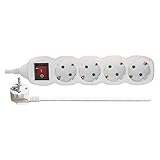 EMOS Steckdosenleiste 4-fach mit Schalter, 3 m Kabel, weiß, Steckdosen 45° gedreht, 1,5 mm, Schuko Mehrfachsteckdose mit Kindersicherung, IP20 für Innenbereich