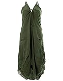 Vishes - Alternative Bekleidung - Lagenlook Ballonkleid mit verstellbaren Trägern, OlivegrÃ¼n, 36-38