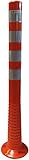 UvV UVTP4431 Flex-Absperrpfosten 1000 mm - reflektierend mit Orafol 5931 Silber (DIN Reflexfolie- EN 12899-1:2008, RA2/C) - als flexibler Sperrpfosten mit stabilem Standfuß