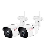 Tonton 2 Pack 1080P Überwachungskamera WLAN Aussen, WLAN IP Kamera Outdoor WiFi, 2MP HD, Zwei-Weg Audio, Nachtsicht, Bewegungserkennung, PC, Smartphone,Tablet, CMS Fernzugriff Speicherung bis 128GB
