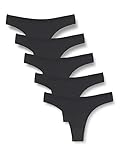 Amazon-Marke: Iris & Lilly Damen Tanga aus Mikrofaser, 5er-Pack, Schwarz (Schwarz), XL, Label: XL