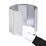 D-Orange Faltbar Aluminium Windschutz Camp Herd Windschutzscheibe mit 10 Lamellen aus Aluminium Tragbare Windschutzscheibe Windscreen für Camping Kocher Outdoor Grill, Silber