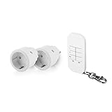 Smartwares SH4-99574 Indoor-Steckdosenschalterset – Plug & Connect, 2 Smarte Steckdosen, Fernbedienung mit Schlüsselring