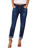 Fraternel Damen Jeans Hose Boyfriend Baggy Stretch Relaxed Dunkelblau XXL