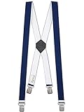 Xeira X-Design Hosenträger 4 sehr starken Klips für Herren und Damen (110cm Standard, Dunkelblau)