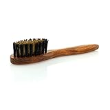 TelMo Rauleder- Wildlederbürste Holz mit ovalem Kopf, braun lackiert und Messing