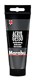 Marabu 12040050812 - Acryl Gesso schwarz 100 ml, feine, hochdeckende Acryl - Grundierung auf Wasserbasis, schwach saugend, für glatten Farbauftrag und gute Haftung von Farben und Medien