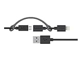 Belkin Universal-Kabel (Lightning-Anschluss, 3-in-1-Kabel: USB-C, Lightning und Micro-USB, 1,2 m, geeignet für iPhone, iPad, Samsung, Google, LG und andere Geräte) schwarz
