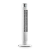 Klarstein Storm Tower - Ventilator, 55W, Luftdurchsatz: 252 m³/h max, 3 Windarten, 6 Windgeschwindigkeiten, LED-Display, Timer-Funktion, Gehäuse mit Tragemulde, Touch-Bedienfeld, weiß