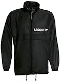 SECURITY-WINDBREAKER/REGENJACKE bedruckt mit'SECURITY' Grösse M, schwarz, wasserdicht, Kapuze