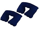 com-four® 2X Aufblasbares Nackenstützkissen - Praktisches Nackenhörnchen zum Aufpusten - Ideales Reise Kissen für unterwegs (2 Stück - blau)