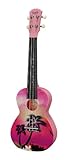 Korala Konzert Ukulele aus Polykarbonat mit akkurater Intonation & Aquila Saiten - Pink Palme