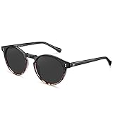 Carfia Runde Polarisierte Sonnenbrille für Damen und Herren, 100% UV Schutz Brille mit TR90 Rahmen