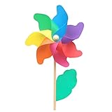 Bascar Windspiel, Windrad Set, UV-beständig und wetterfest Gartenstecker Regenbogen, für Kinder, Windspiel Blume, Balkon, Terrasse, bunt (1PC, 18 x 48 cm)