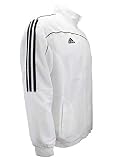 adidas Martial Arts Trainingsanzug mit 3 Streifen, 100 % Polyester, langärmelig, Weiß / Schwarz, Größe S