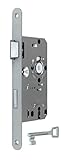 BKS Standard Zimmertürschloss/Türschloss mit Metall Falle und Riegel, mit Buntbart 55/72/8, Stulp: 20 x 235mm abgerundet, DIN Links incl. SN-TEC® Montageset