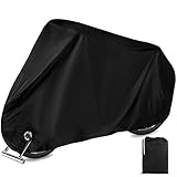 otumixx Fahrradabdeckung Wasserdicht 210T Fahrradgarage mit Schlosslöcher Fahrrad Schutzhülle Wasserfest Schutz vor Staub Regen Schnee UV 200x70x110cm mit Beutel - Schwarz