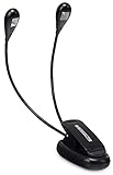 Showlite Bright Light 2 LED Notenpultleuchte (4 sehr helle Hochleistungs-LEDs, 2 biegsame Schwanenhälse zur optimalen Positionierung, starke Klemme für sicheren Halt, energieeffiezient und langlebig)