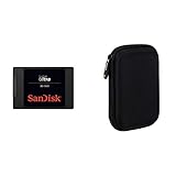 SanDisk Ultra 3D SSD interne Festplatte 2 TB (SSD intern 2,5 Zoll, stoßbeständig, 3D NAND-Technologie, 560 MB/s Übertragungsraten) Schwarz & Amazon Basics Schutzhülle für Externe Festplatten